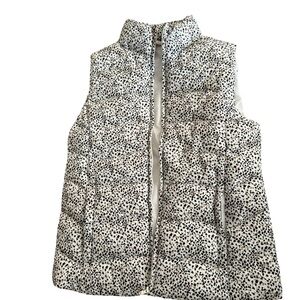 LOFT White & Black Speckled Cheetah Print Puffer Vest